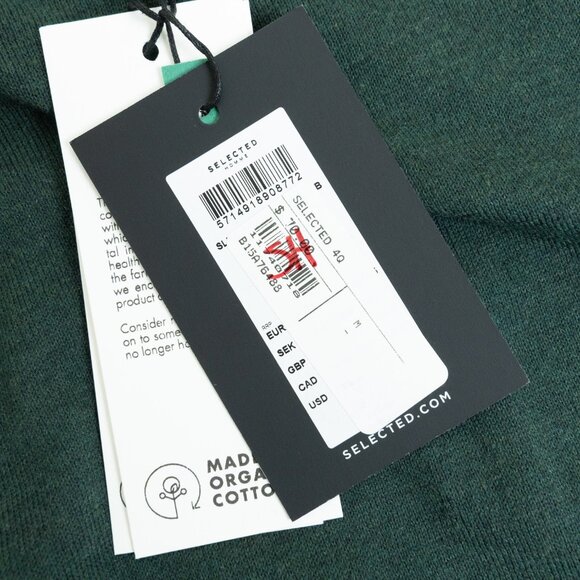 Selected Homme Crewneck Sweater Green Mens Medium Organic Cotton Slhallen - Picture 12 of 13